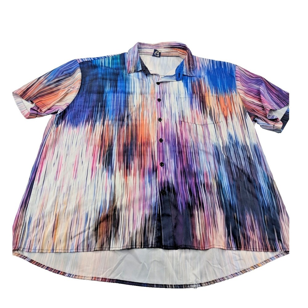 Hardaddy Button Down Shirt Multicolor Gradient Men's 2XL Short Sleeve Hawaiian‎